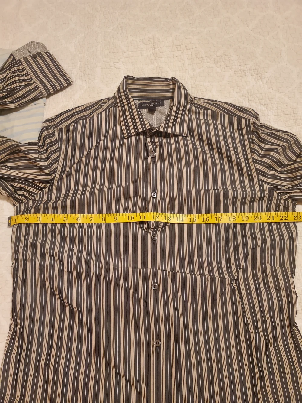 Banana Republic Black And Tan Vertical Stripe Dress Shirt